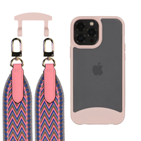 iPhone 12 and 12 Pro FROSTED ROSÉ PINK CASE + PATTERNED STRAP