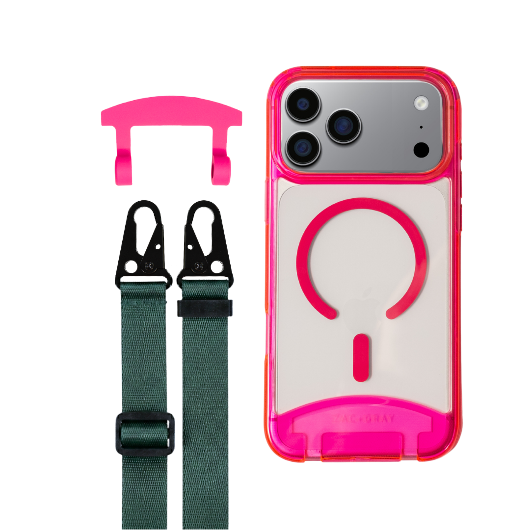 iPhone 17 Pro HOT PINK TRANSPARENT CASE + STRAP