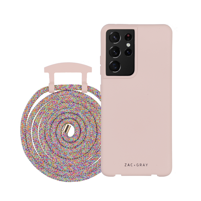 Samsung S20 Plus ROSÉ PINK CASE + RAINBOW CORD