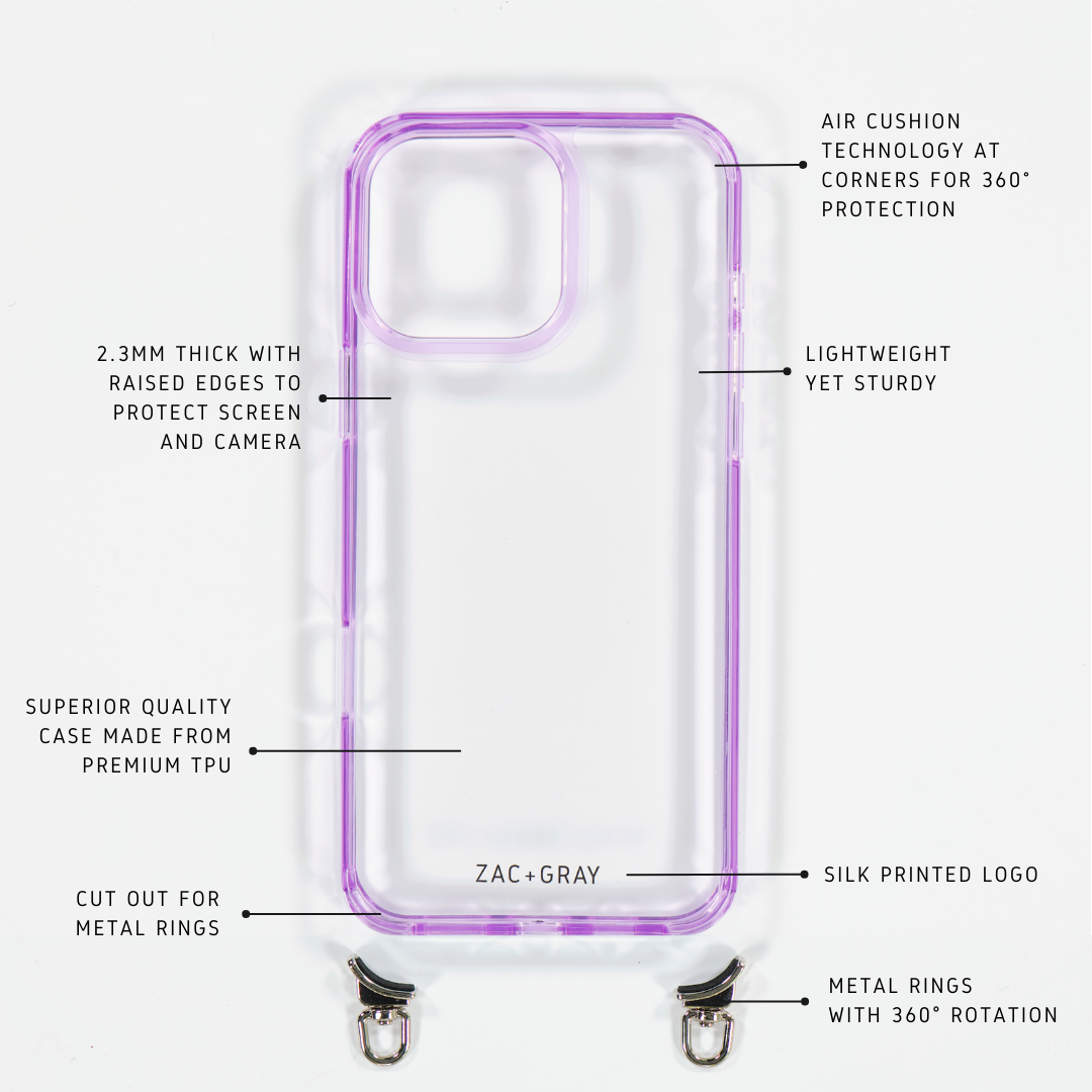 LAVENDER TRANSPARENT CASE WITH STRAP