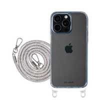 iPhone 15 SKY BLUE TRANSPARENT CASE + CRYSTAL CORD