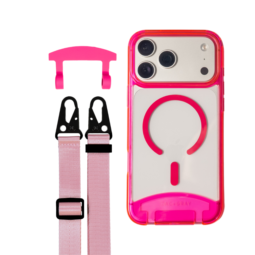 HOT PINK TRANSPARENT CASE + STRAP