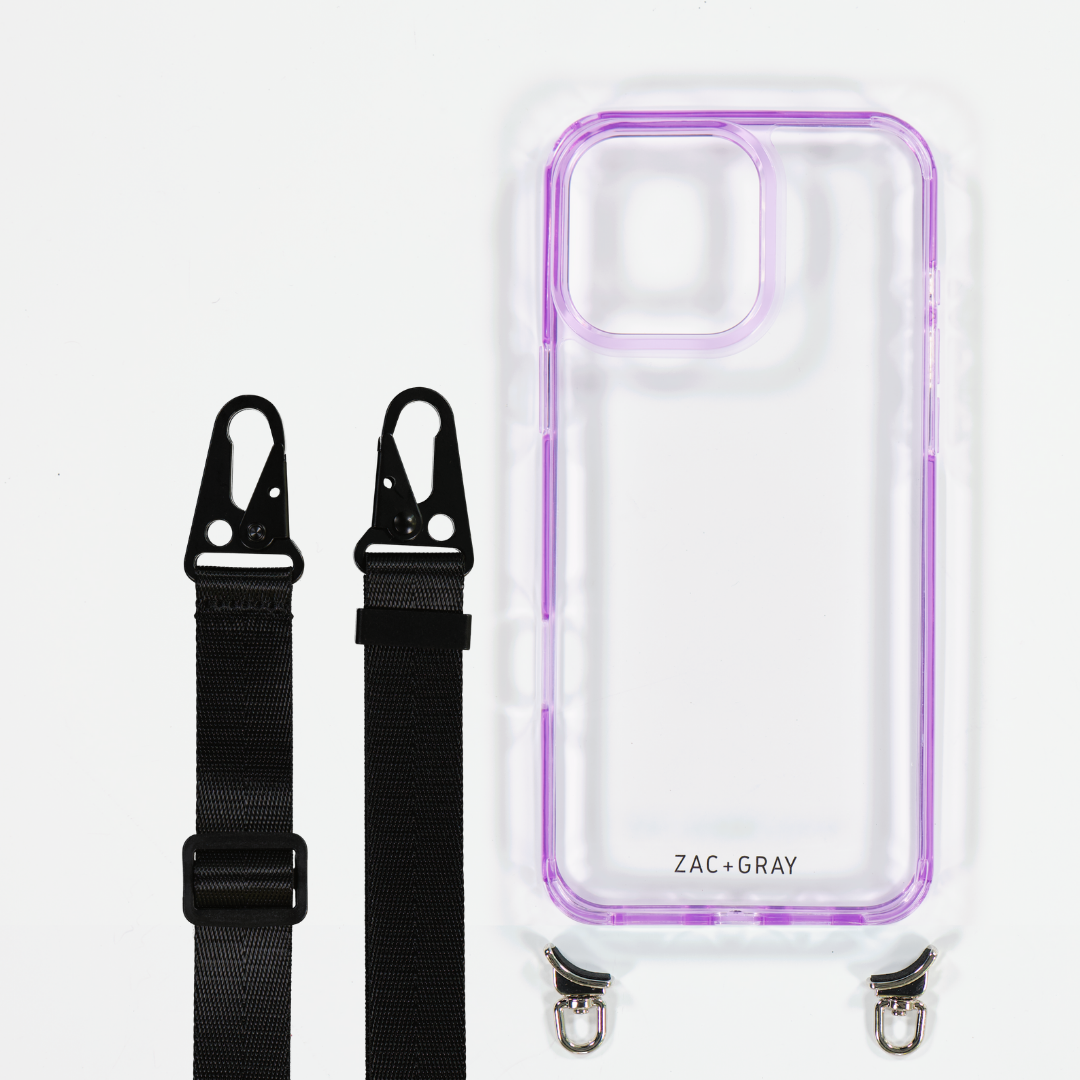 LAVENDER TRANSPARENT CASE WITH STRAP