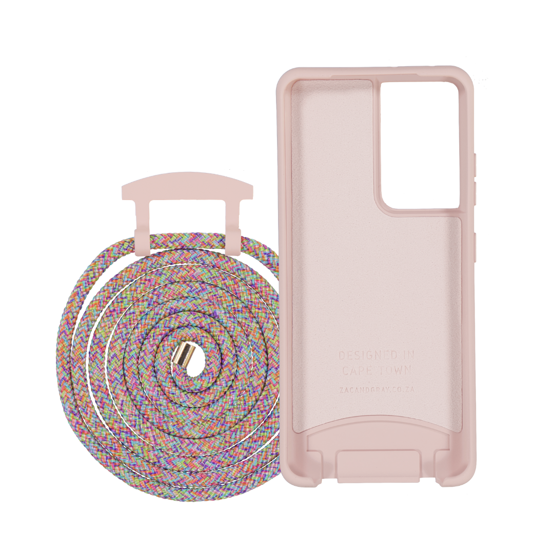 Samsung S20 Plus ROSÉ PINK CASE + RAINBOW CORD