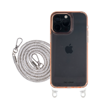 iPhone 16 POWDER PINK TRANSPARENT CASE + CRYSTAL CORD