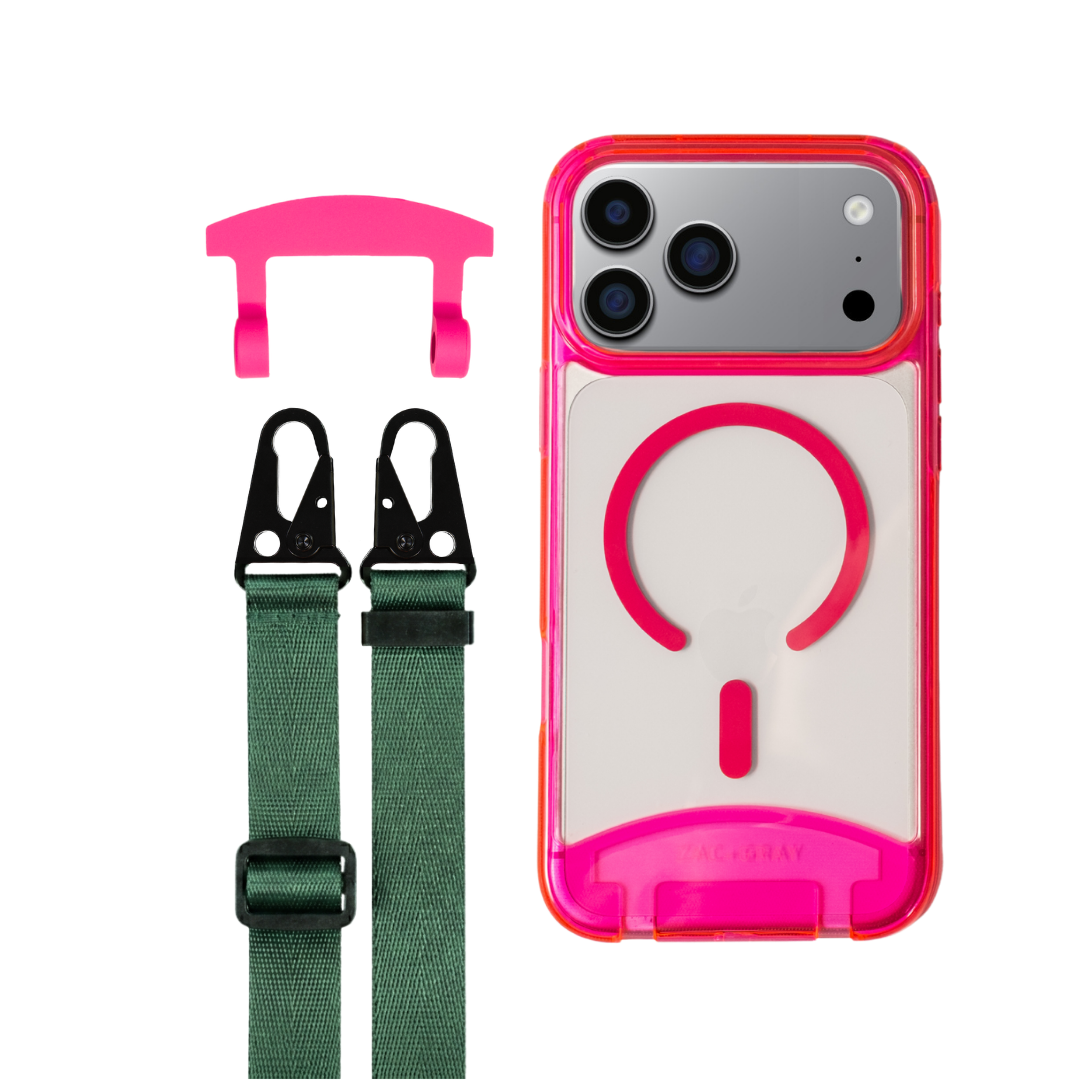 iPhone 17 Pro HOT PINK TRANSPARENT CASE + STRAP