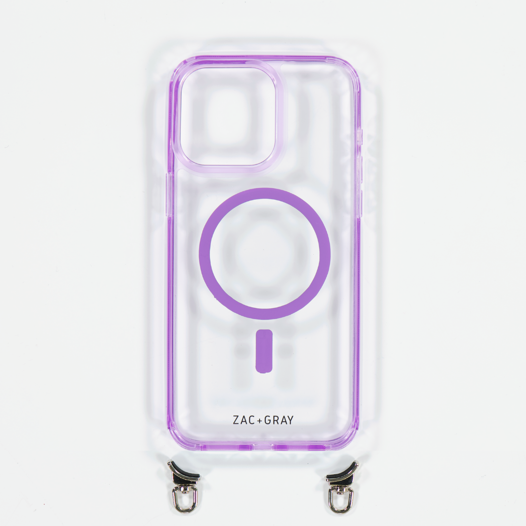 LAVENDER TRANSPARENT CASE WITH STRAP - MAGSAFE