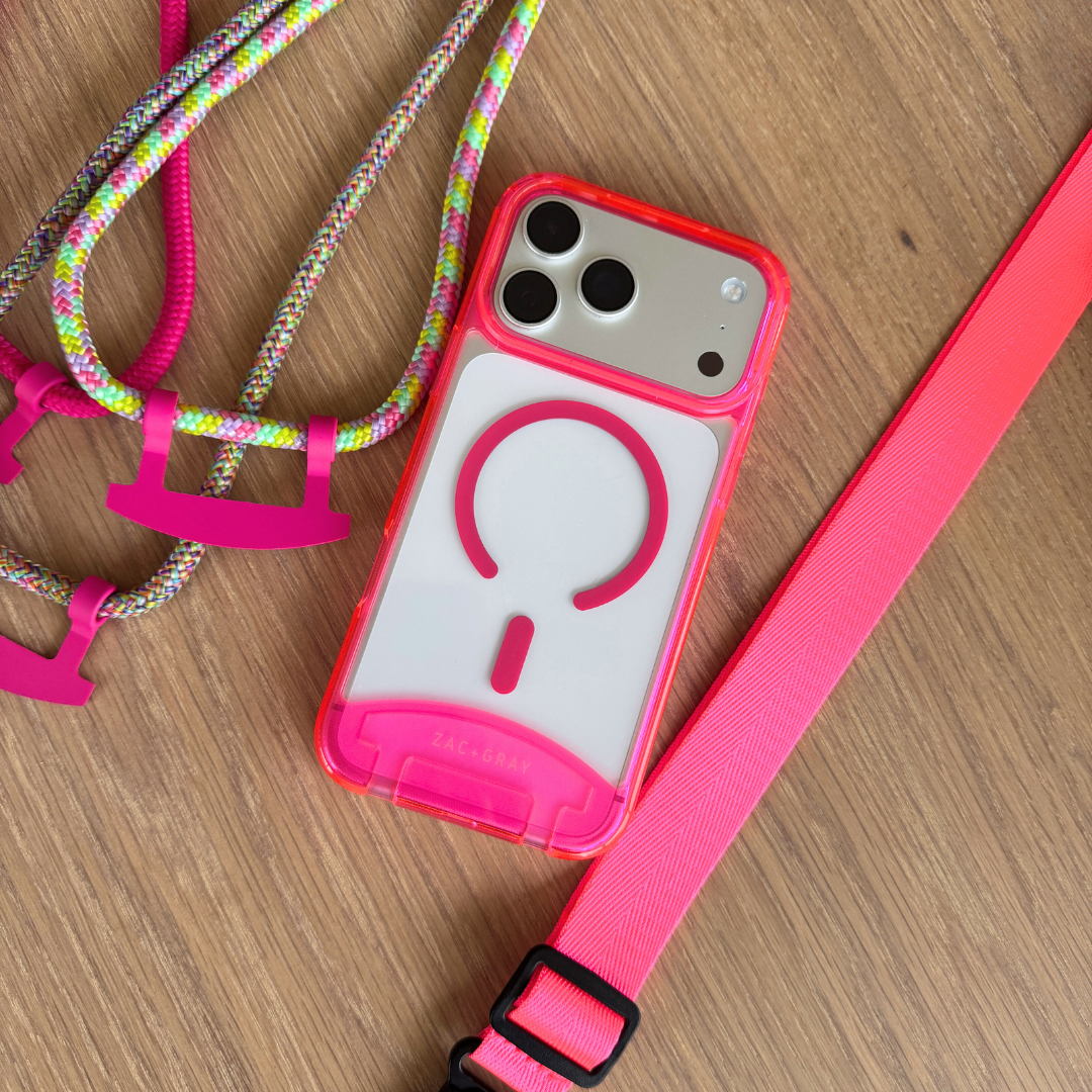 HOT PINK TRANSPARENT CASE WITH CORD - MAGSAFE