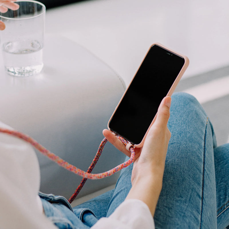 iPhone 14 Pro Max ROSÉ PINK CASE + RAINBOW RED CORD