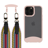 iPhone 12 and 12 Pro FROSTED ROSÉ PINK CASE + PATTERNED STRAP