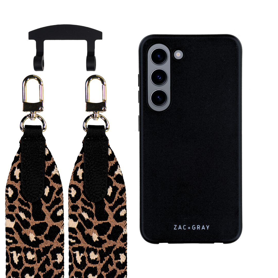Samsung S23 MIDNIGHT BLACK CASE + PATTERNED STRAP