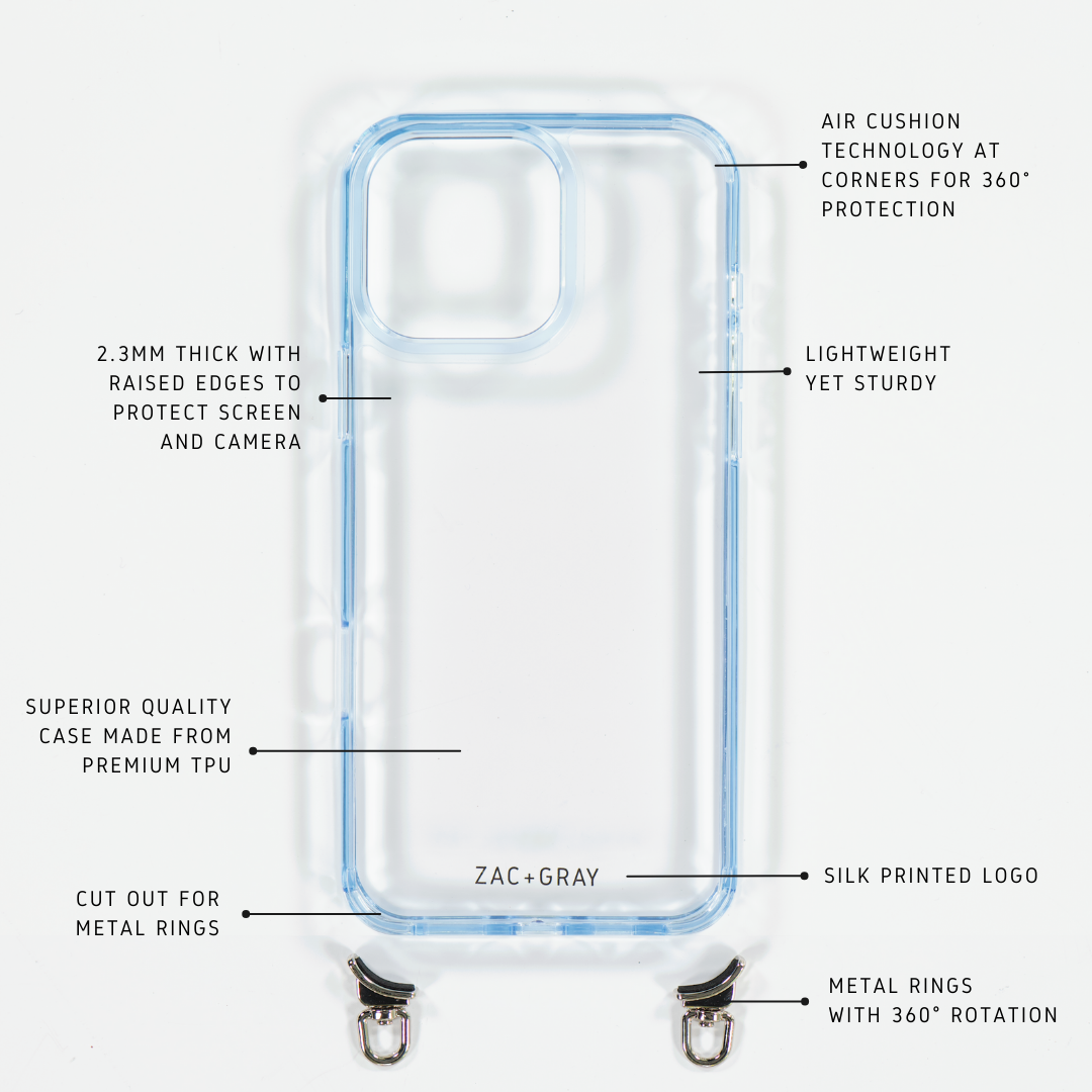 SKY BLUE TRANSPARENT CASE WITH STRAP