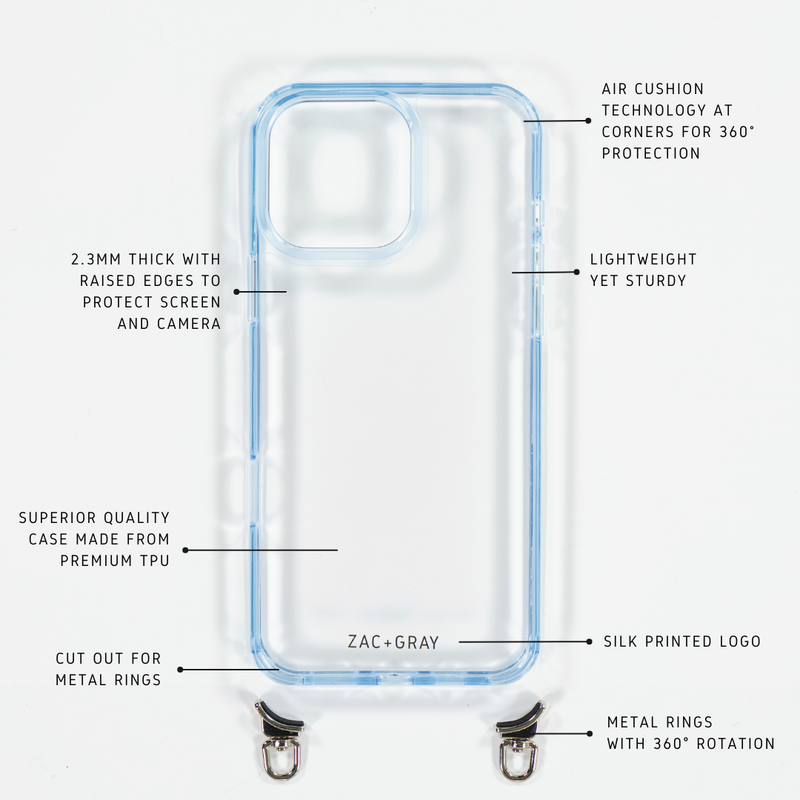 SKY BLUE TRANSPARENT CASE WITH STRAP