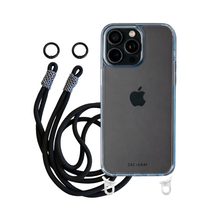 iPhone 16 Pro Max SKY BLUE TRANSPARENT CASE + KNOTTED CORD