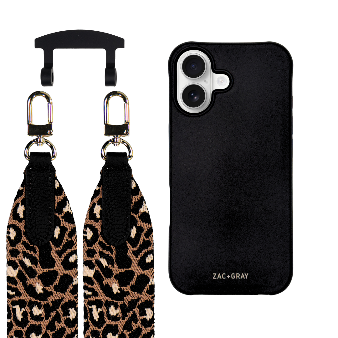 iPhone 17 MIDNIGHT BLACK CASE + PATTERNED STRAP