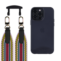 iPhone 13 Pro FROSTED MIDNIGHT BLACK CASE + PATTERNED STRAP