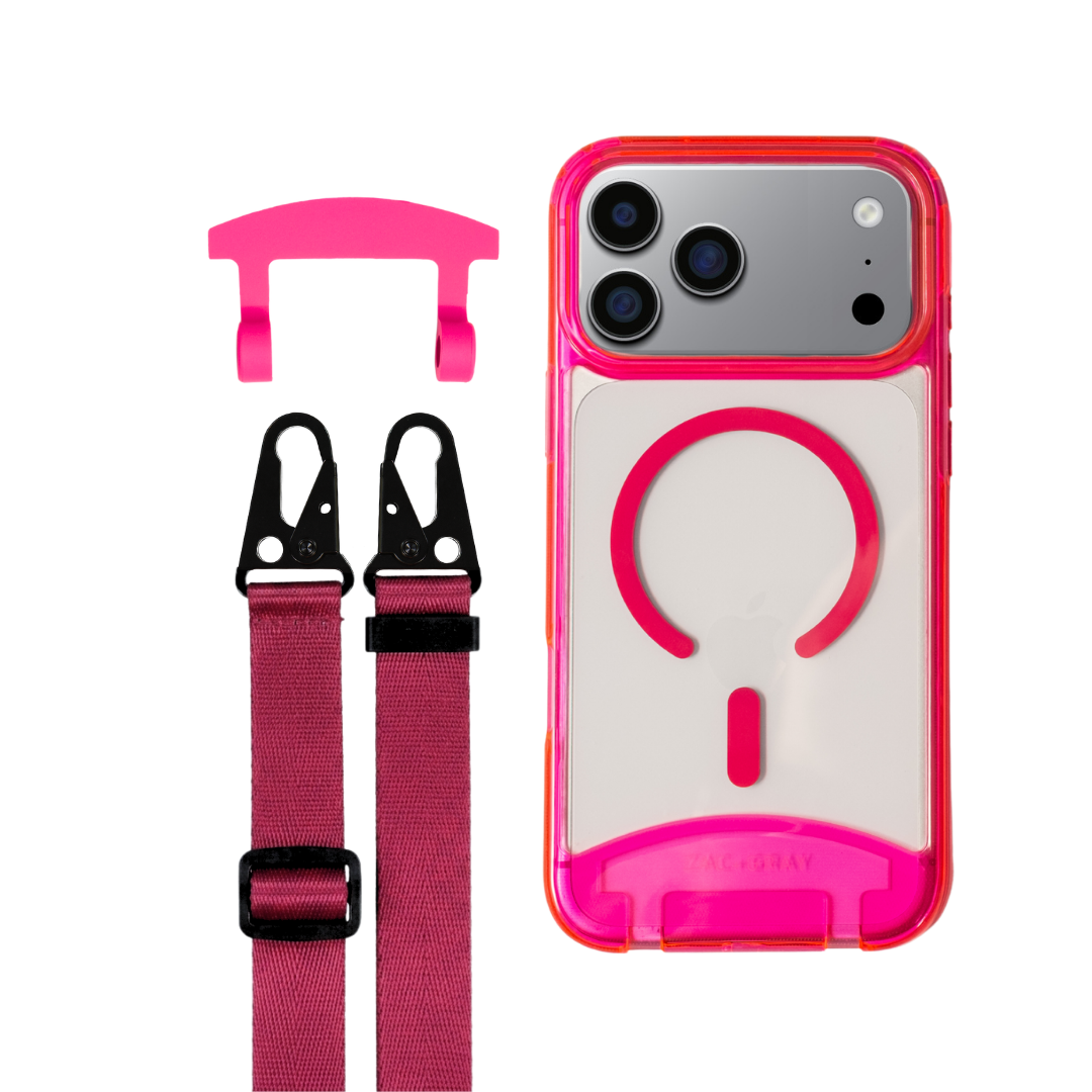 iPhone 17 Pro HOT PINK TRANSPARENT CASE + STRAP