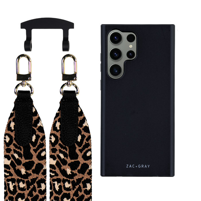 Samsung S25 Ultra MIDNIGHT BLACK CASE + PATTERNED STRAP