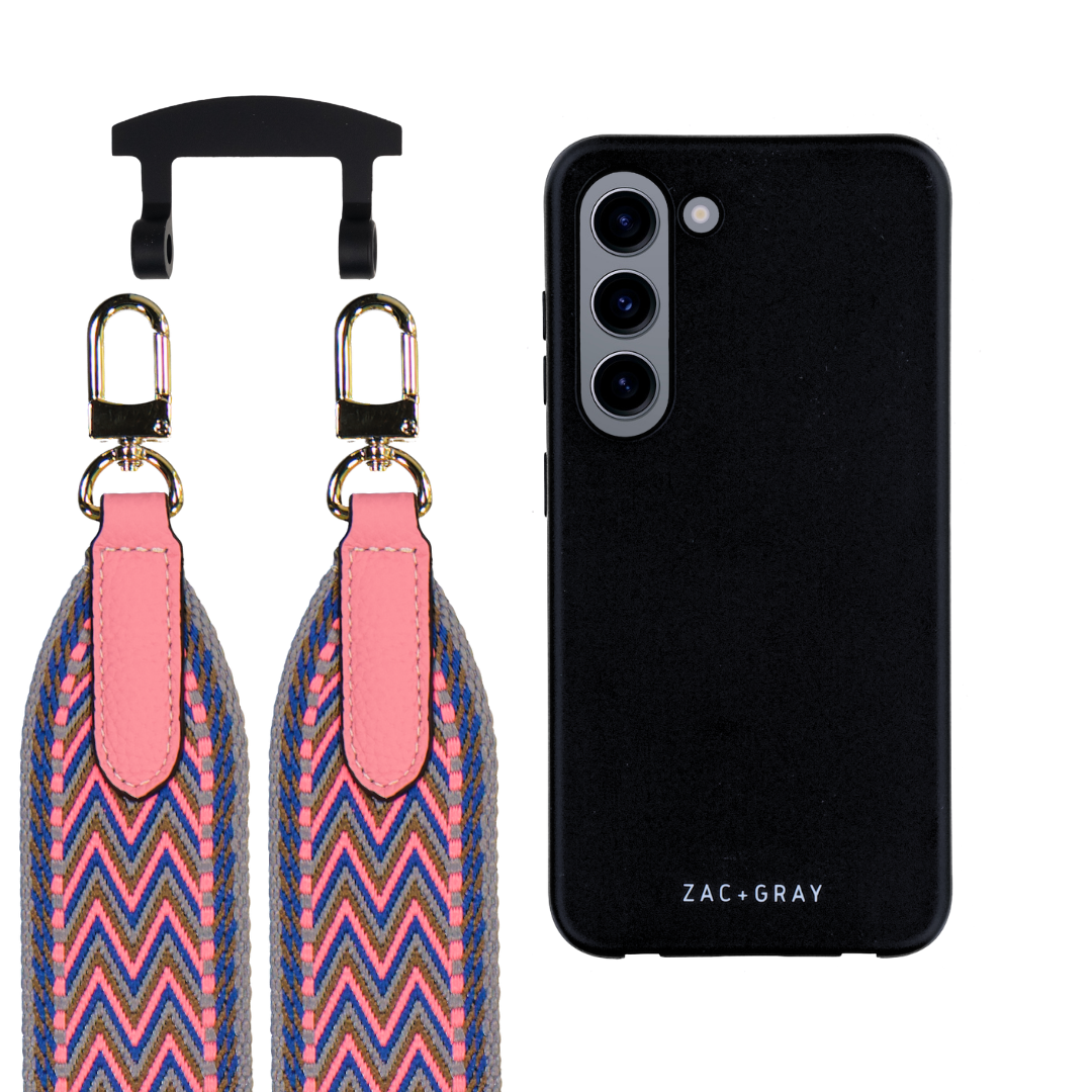 Samsung S23 MIDNIGHT BLACK CASE + PATTERNED STRAP