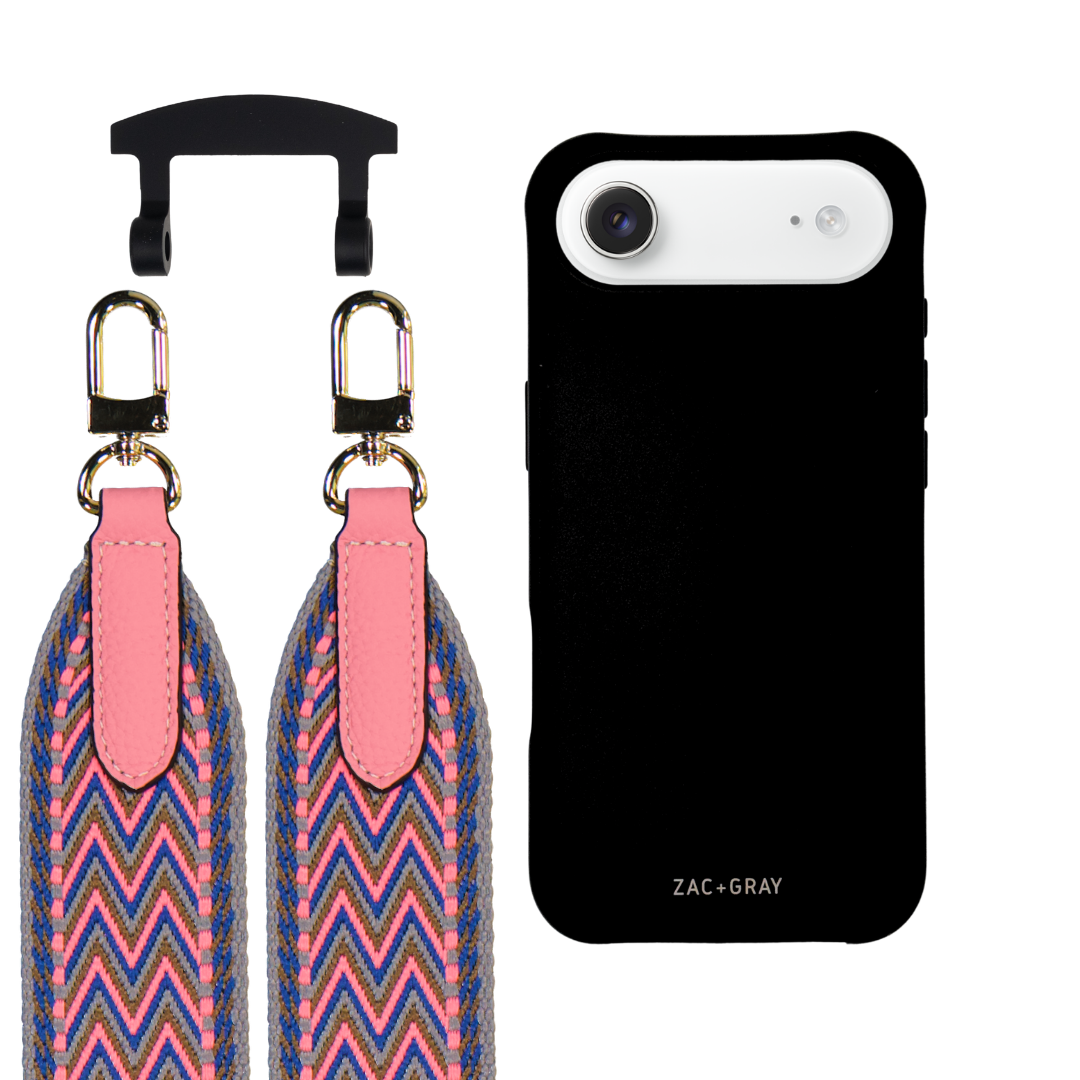 iPhone 17 Air MIDNIGHT BLACK CASE + PATTERNED STRAP