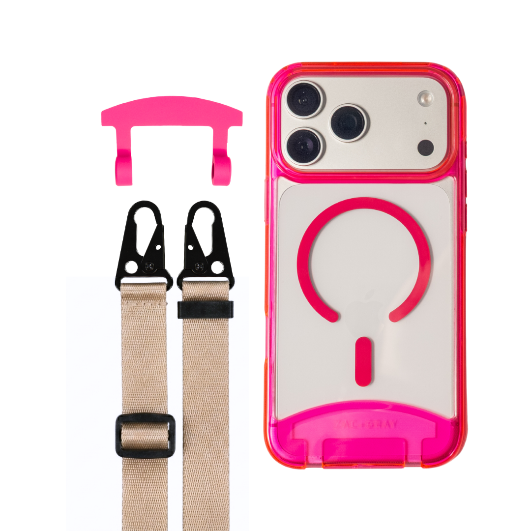 HOT PINK TRANSPARENT CASE + STRAP
