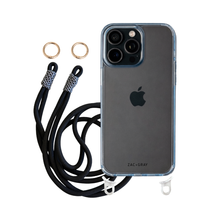 iPhone 16 Pro Max SKY BLUE TRANSPARENT CASE + KNOTTED CORD