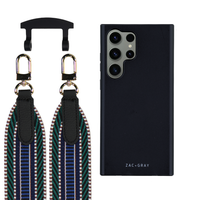 Samsung S25 Ultra MIDNIGHT BLACK CASE + PATTERNED STRAP