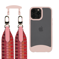 iPhone 12 and 12 Pro FROSTED ROSÉ PINK CASE + PATTERNED STRAP