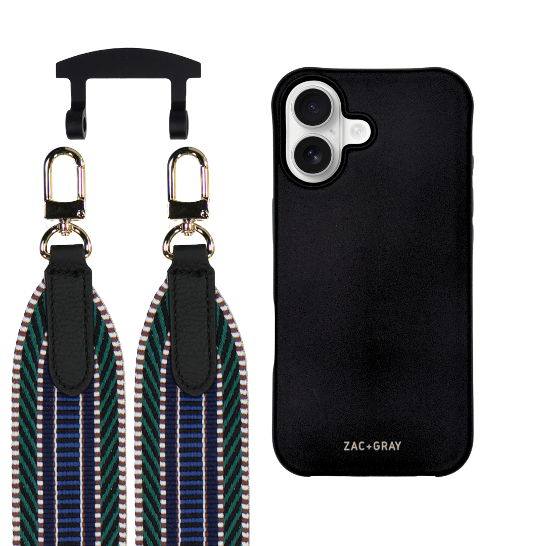 iPhone 17 MIDNIGHT BLACK CASE + PATTERNED STRAP