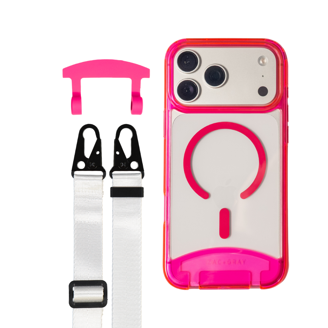 HOT PINK TRANSPARENT CASE + STRAP