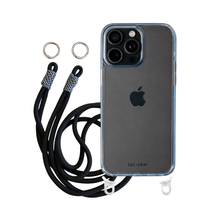 iPhone 16 Pro Max SKY BLUE TRANSPARENT CASE + KNOTTED CORD