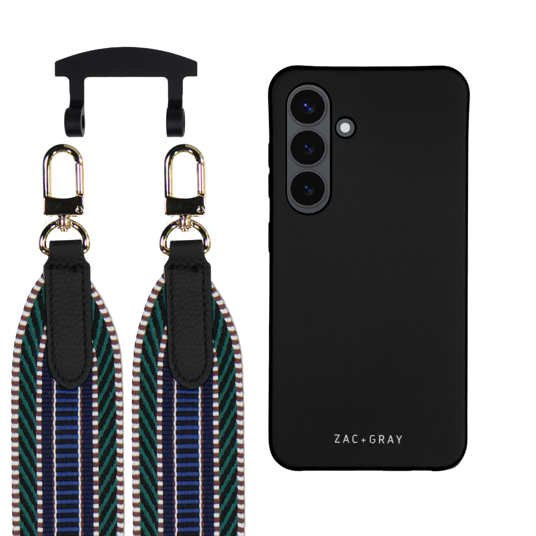 Samsung S24 MIDNIGHT BLACK CASE + PATTERNED STRAP