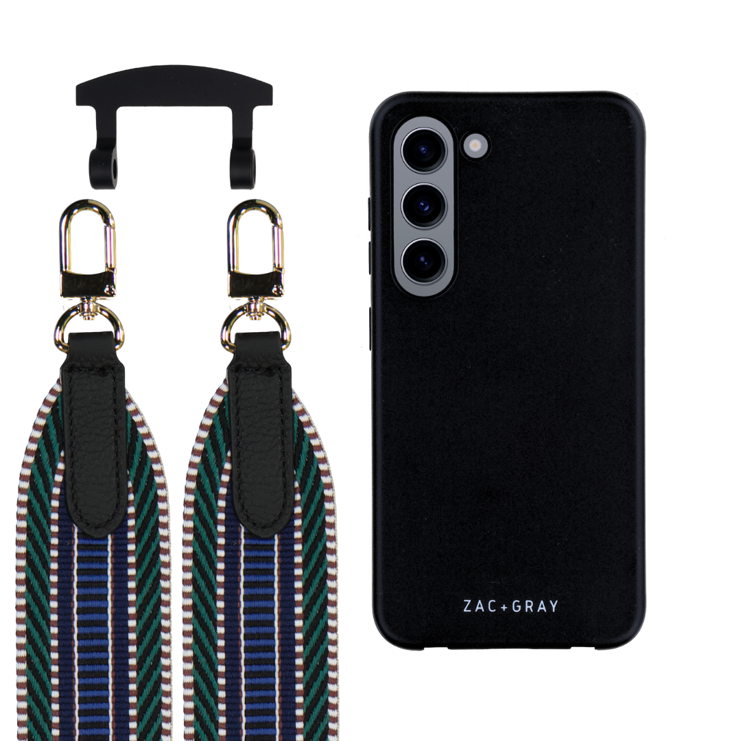 Samsung S23 MIDNIGHT BLACK CASE + PATTERNED STRAP
