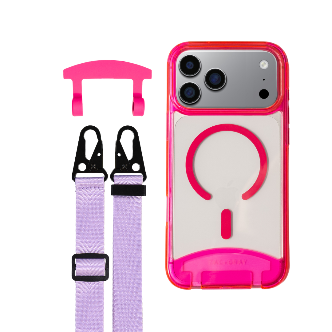 iPhone 17 Pro HOT PINK TRANSPARENT CASE + STRAP