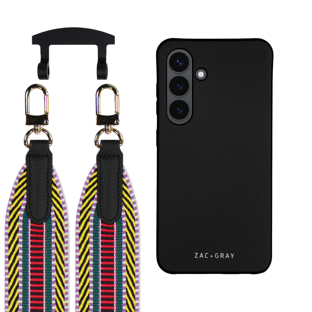 Samsung S24 MIDNIGHT BLACK CASE + PATTERNED STRAP