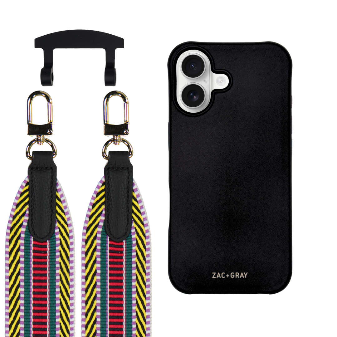 iPhone 17 MIDNIGHT BLACK CASE + PATTERNED STRAP