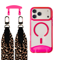 HOT PINK TRANSPARENT CASE + PATTERNED STRAP