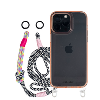 iPhone 16 Plus POWDER PINK TRANSPARENT CASE + KNOTTED CORD