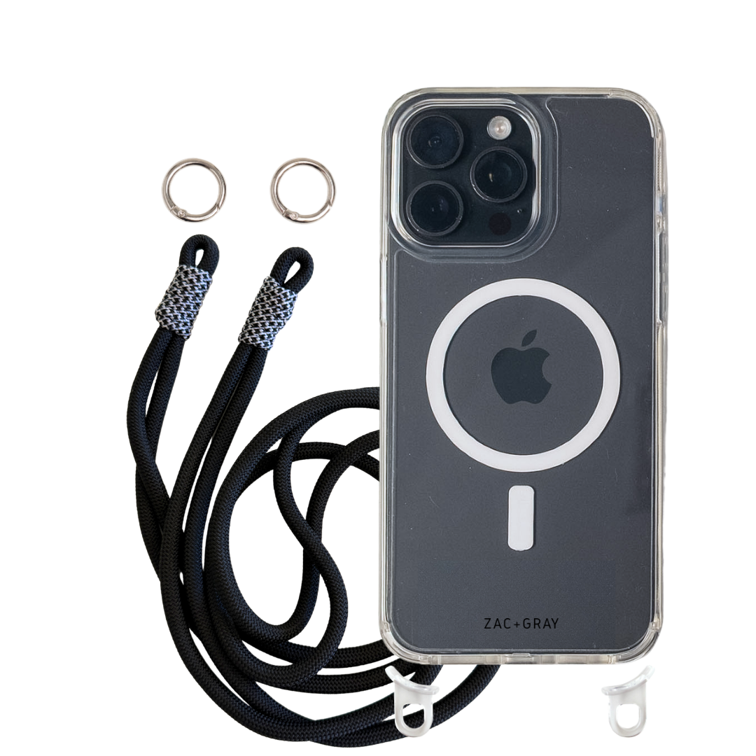 iPhone 15 Pro CRYSTAL CLEAR TRANSPARENT CASE + KNOTTED CORD