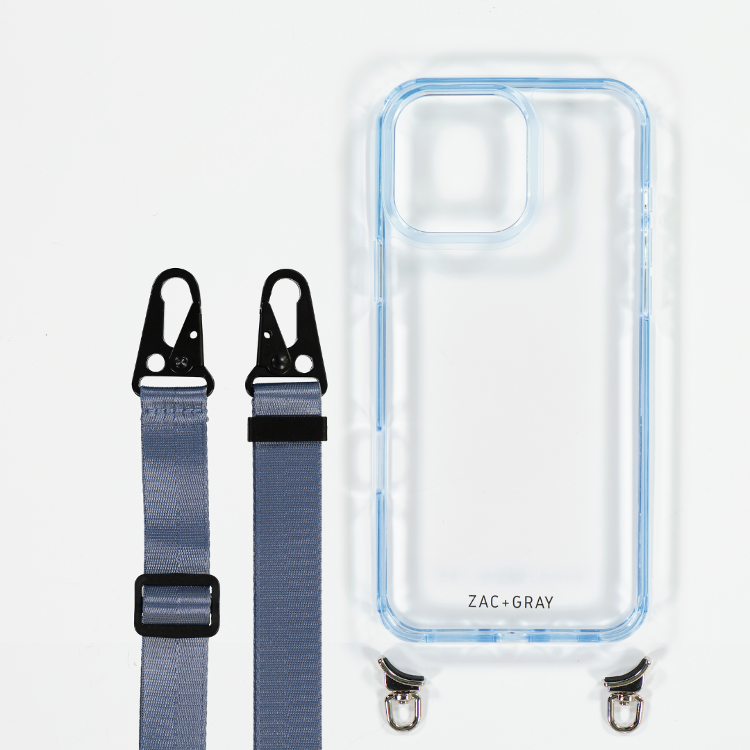 SKY BLUE TRANSPARENT CASE WITH STRAP