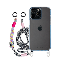 iPhone 16 Pro Max SKY BLUE TRANSPARENT CASE + KNOTTED CORD