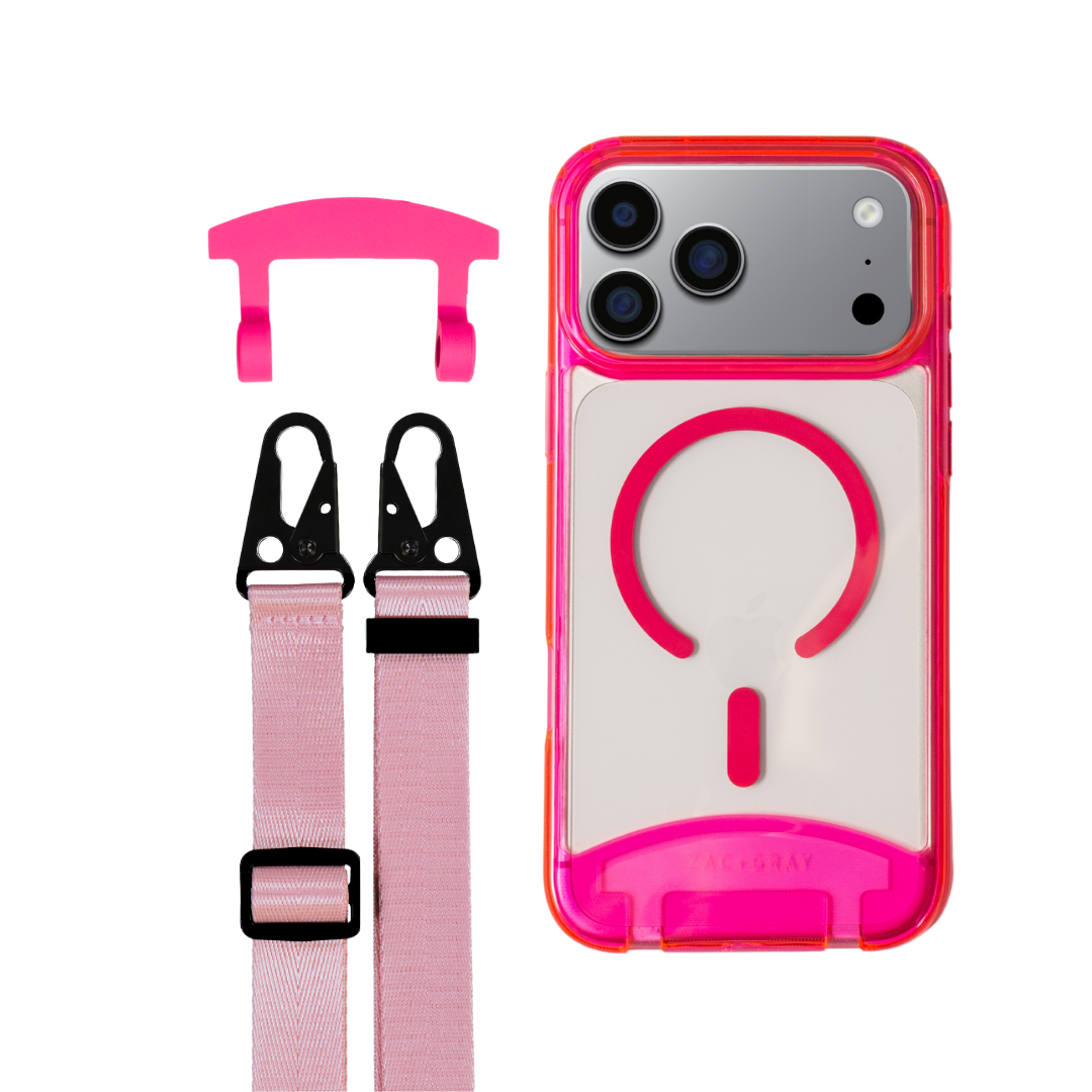 iPhone 17 Pro HOT PINK TRANSPARENT CASE + STRAP