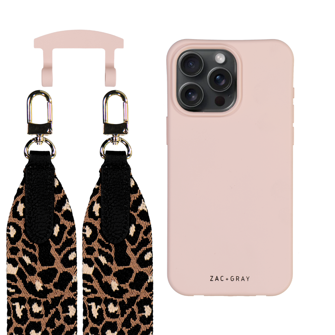 iPhone 6 / 6s / 7 / 8 / SE (2020 & 2022) ROSÉ PINK CASE + PATTERNED STRAP