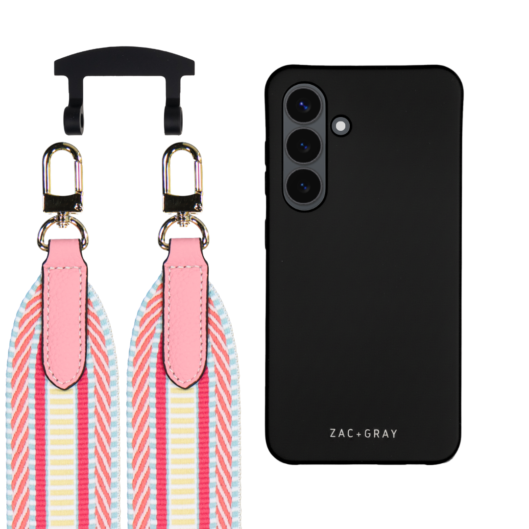 Samsung S24 MIDNIGHT BLACK CASE + PATTERNED STRAP
