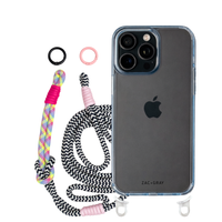 iPhone 16 Pro Max SKY BLUE TRANSPARENT CASE + KNOTTED CORD