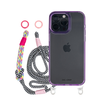 iPhone 14 Plus and 15 Plus LAVENDER TRANSPARENT CASE + KNOTTED CORD