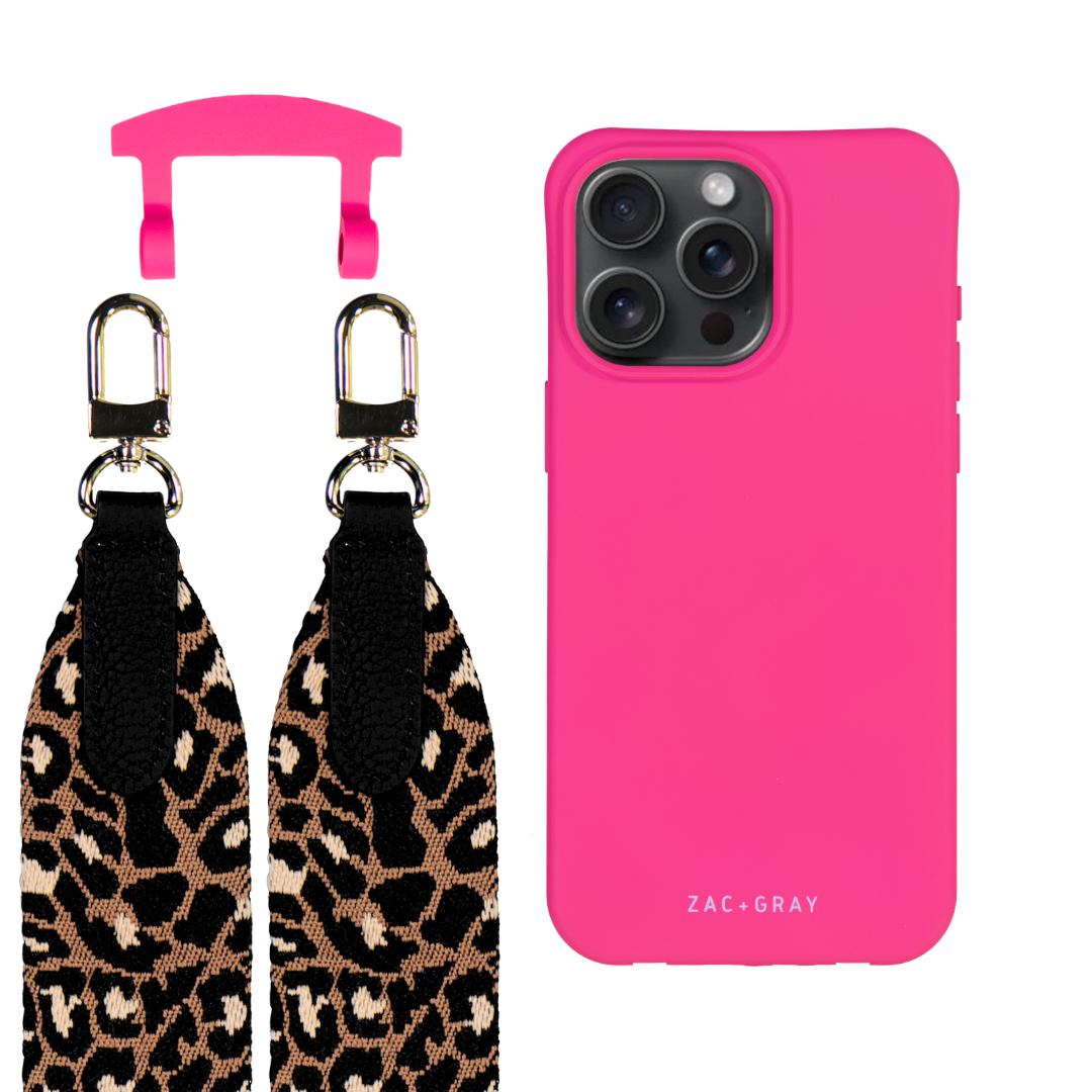 iPhone 12 Pro Max HOT PINK CASE + PATTERNED STRAP