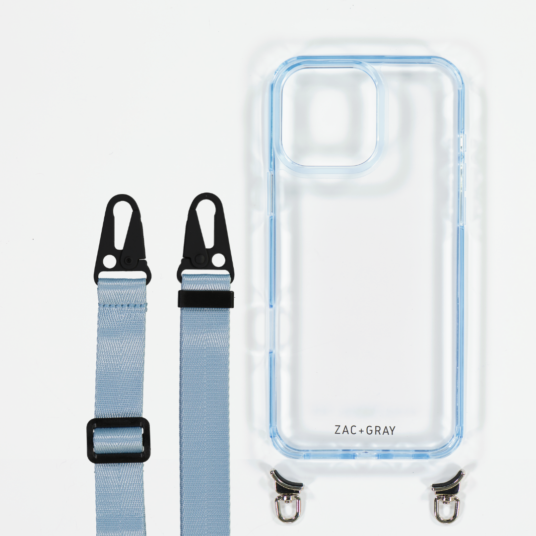 SKY BLUE TRANSPARENT CASE WITH STRAP