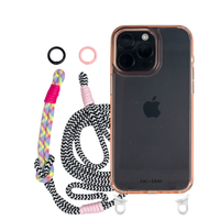 iPhone 16 Plus POWDER PINK TRANSPARENT CASE + KNOTTED CORD
