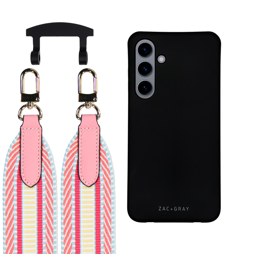 Samsung S24 MIDNIGHT BLACK CASE + PATTERNED STRAP